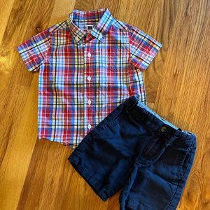 Janie and Jack Button Down Collar Shirt and Shorts Outfit